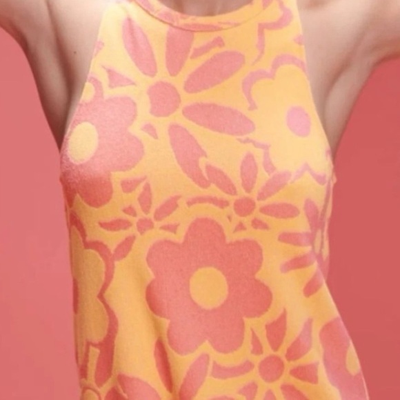 Zara Blogger Favorite Terry Cloth Floral Print Orange & Pink Dress - Picture 6 of 6